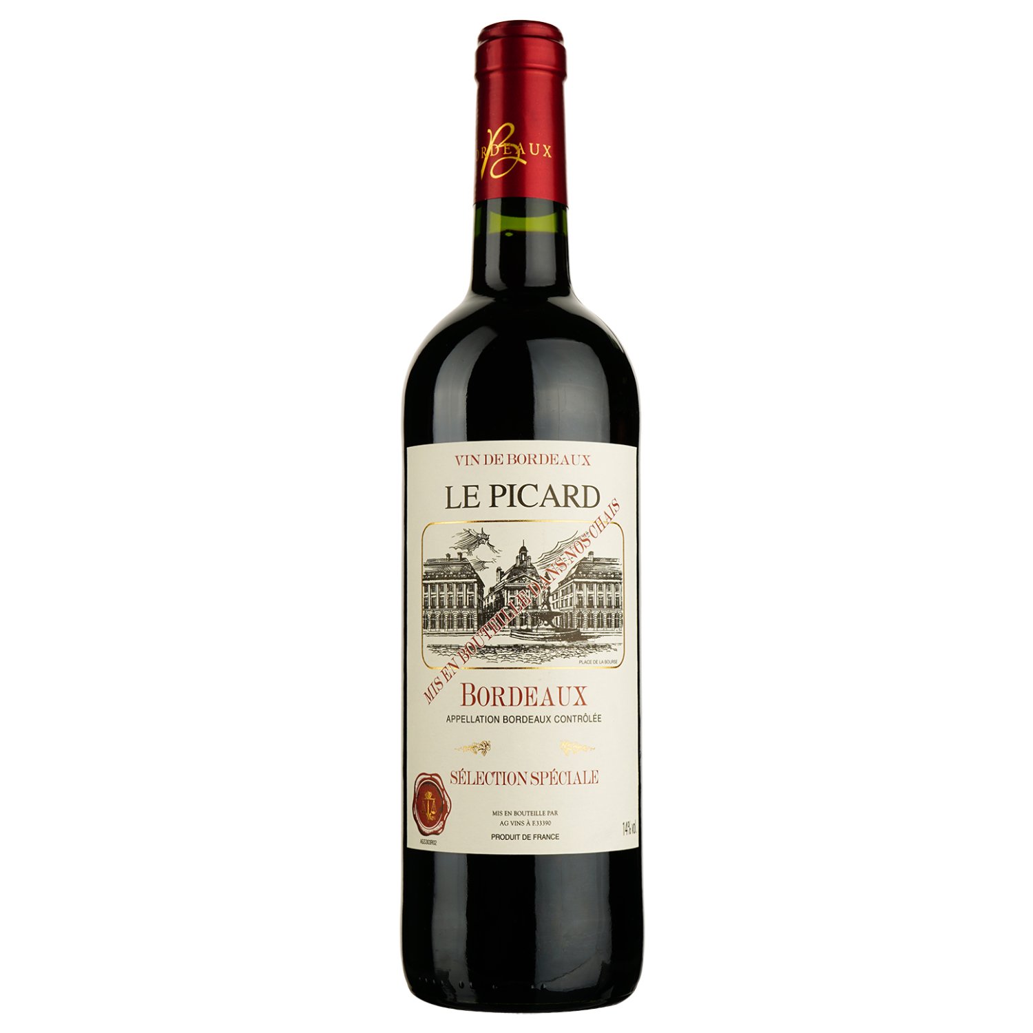 Вино AG Vins Le Picard AOP Bordeaux 2018, красное, сухое, 0,75 л (919506) - фото 1