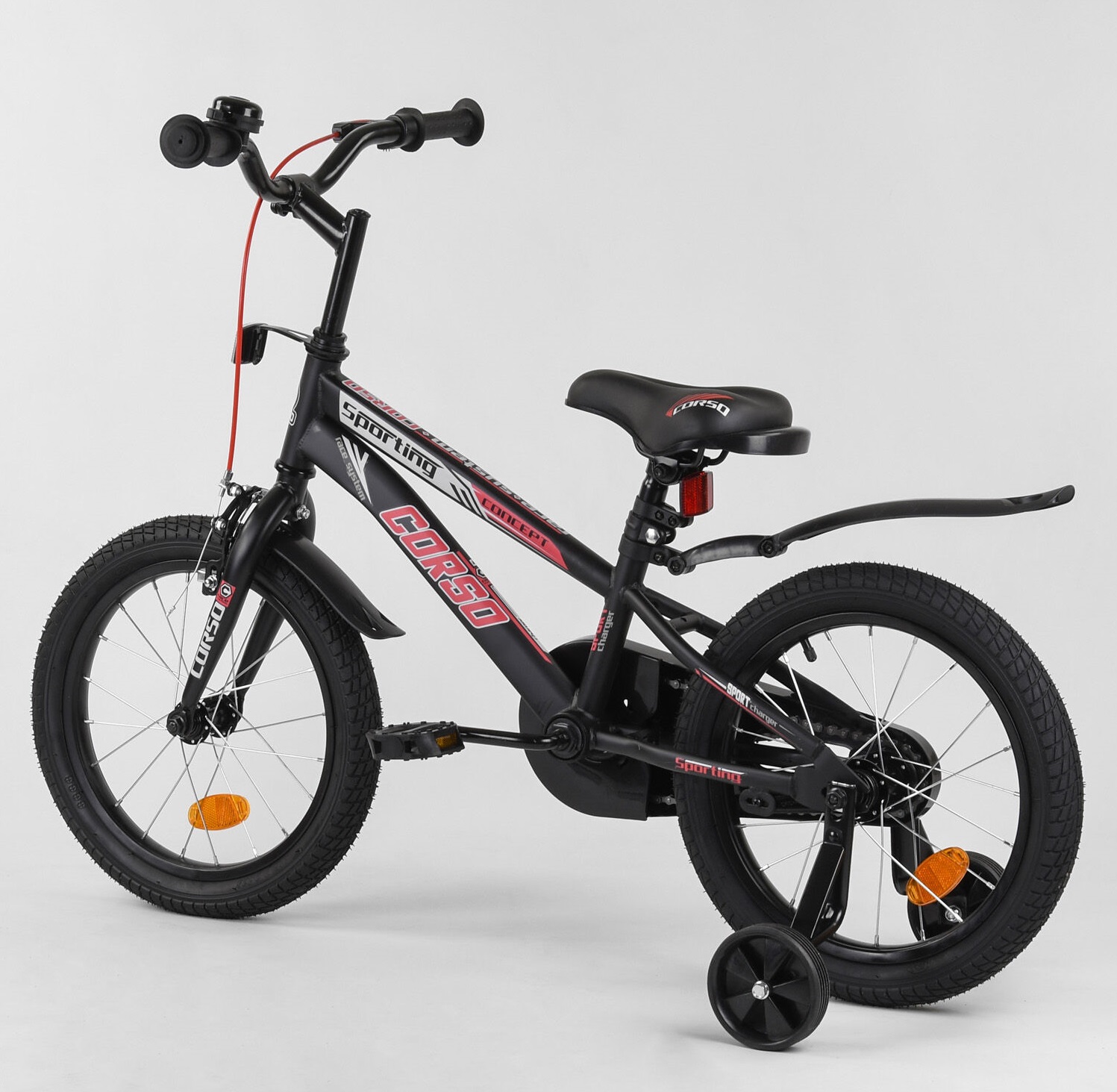 Велосипед детский 2-х колесный Corso 16 дюймов черно-красный - фото 4