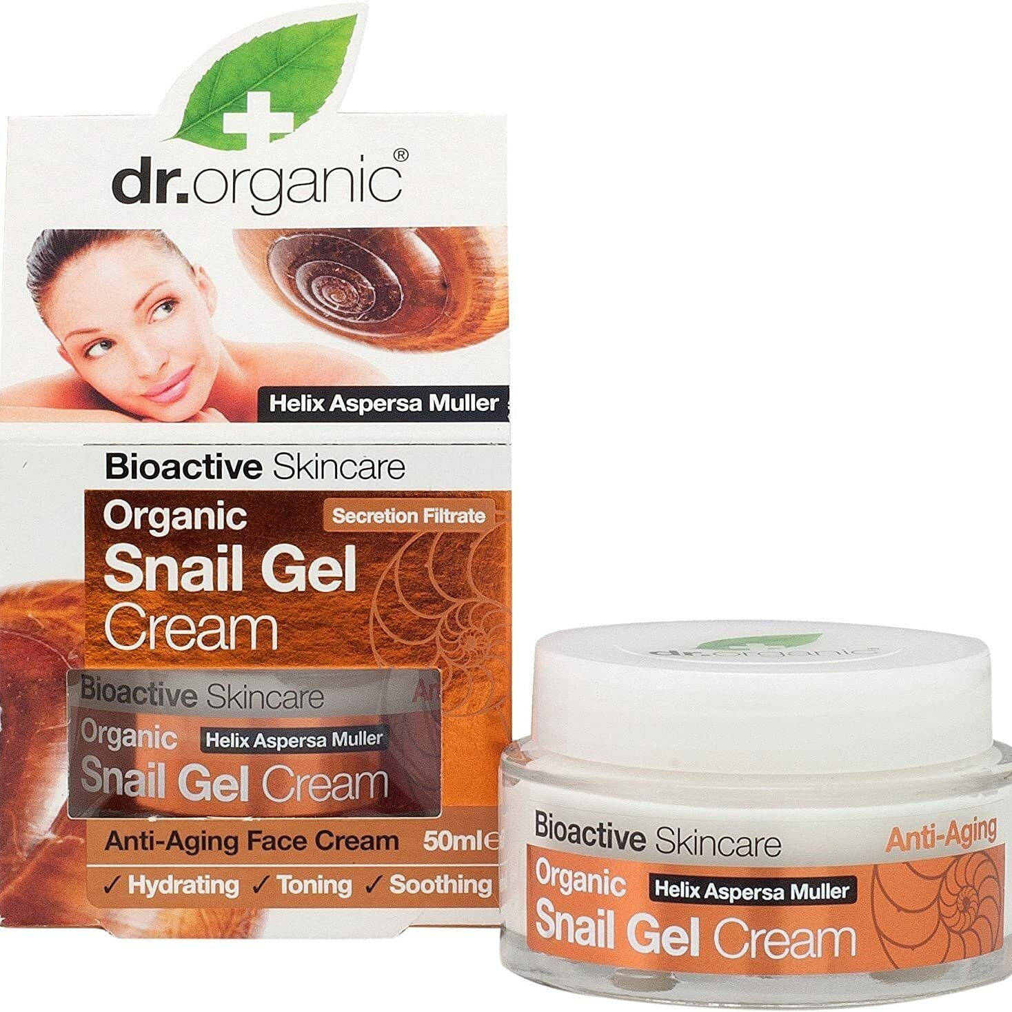 Гель-крем для обличчя з екстрактом секрету равлика Dr. Organic Bioactive Skincare Snail Gel Cream 50 мл - фото 1