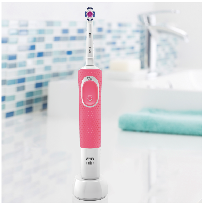 Электрическая зубная щетка Oral-B Vitality 3D White/D100, розовый - фото 5
