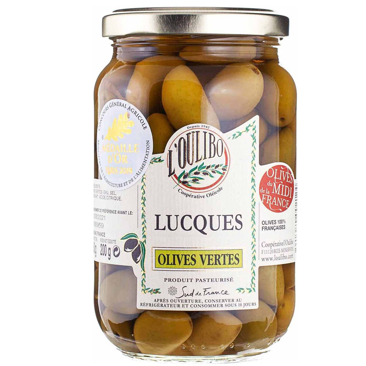 Оливки L'Oulibo Olives Lucques Vertes 420 г - фото 1