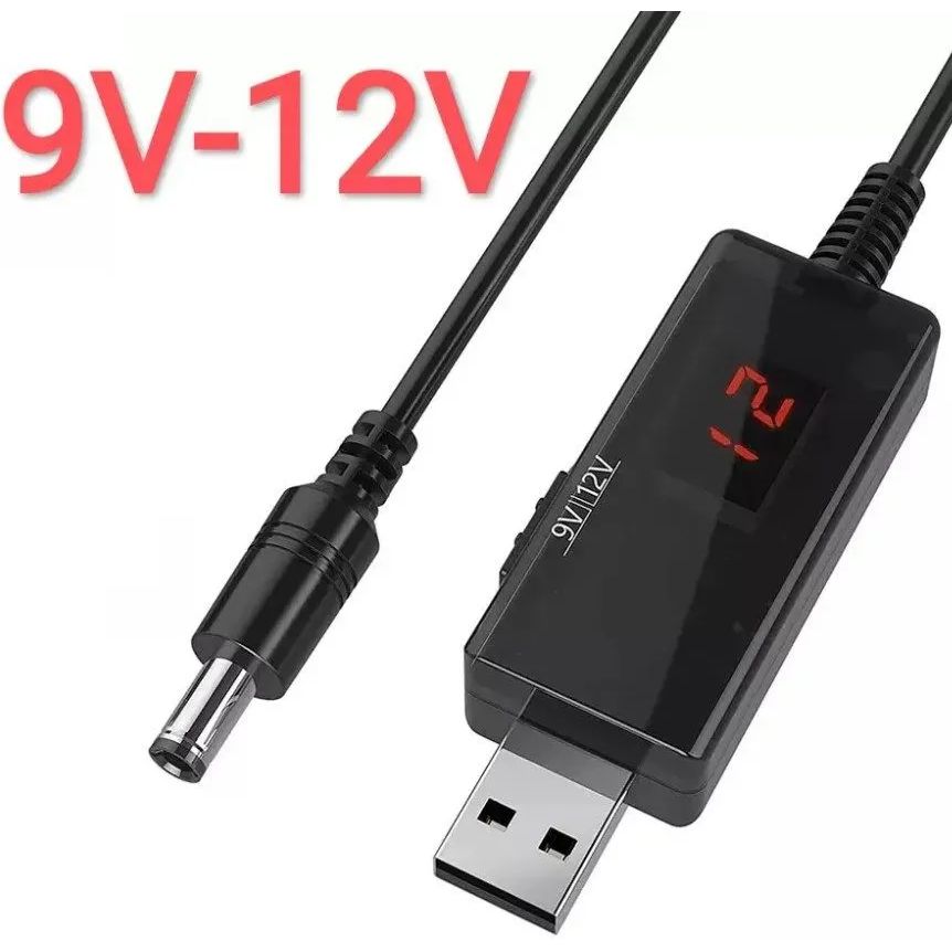 Кабель Voltronic для роутера USB 5V to DC 9V-12V 5.5x2.1 для підключення до PowerBank - фото 1