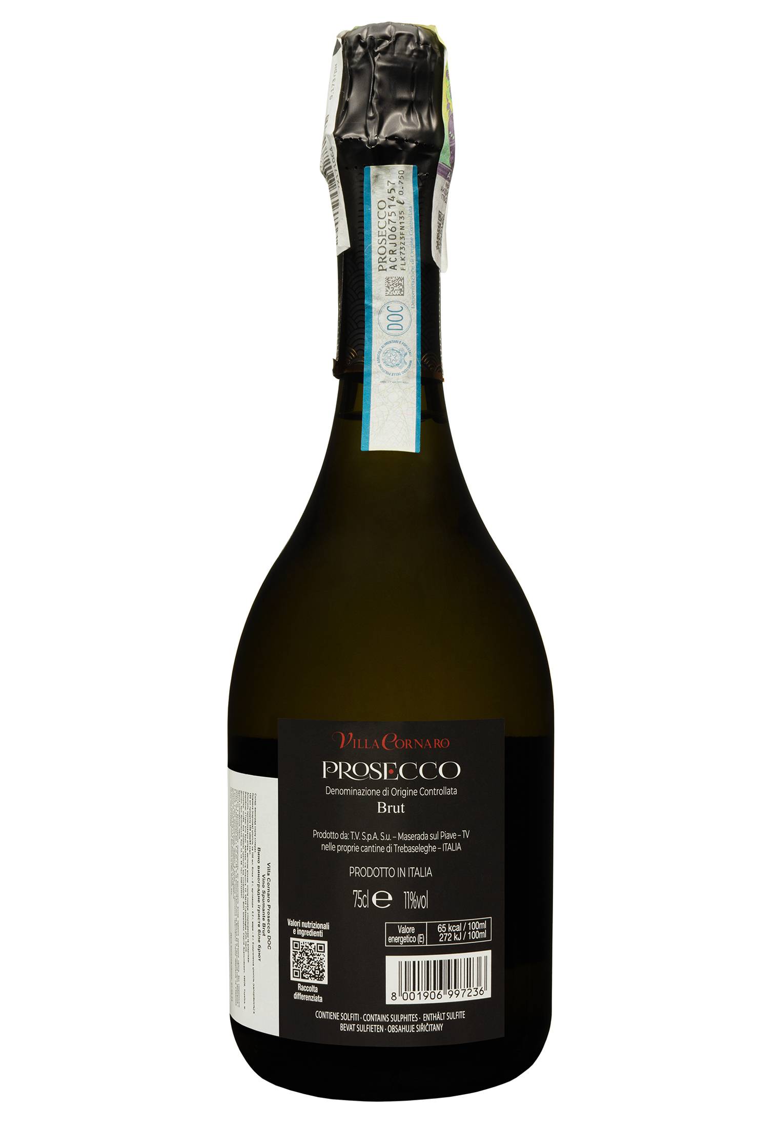 Вино игристое Prosecco Villa Cornaro DOC Brut белое брют 0.75 л - фото 2