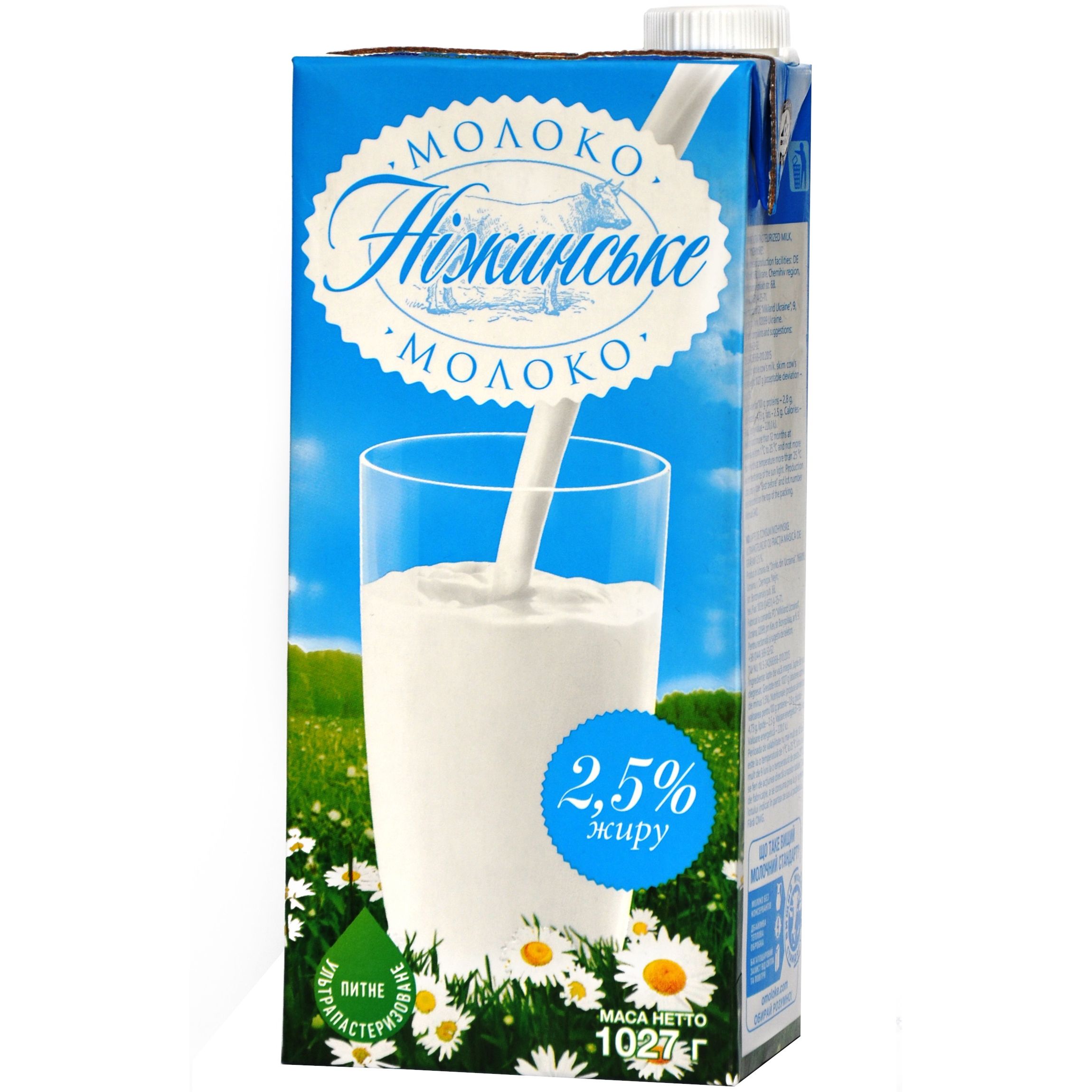 Молоко Нежинское ультрапастеризованное с крышкой 2.5% 1л - фото 1