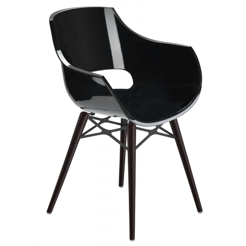 Кресло Papatya Opal-Wox, рама лакированный бук венге, прозрачно-черный (299602) - фото 1