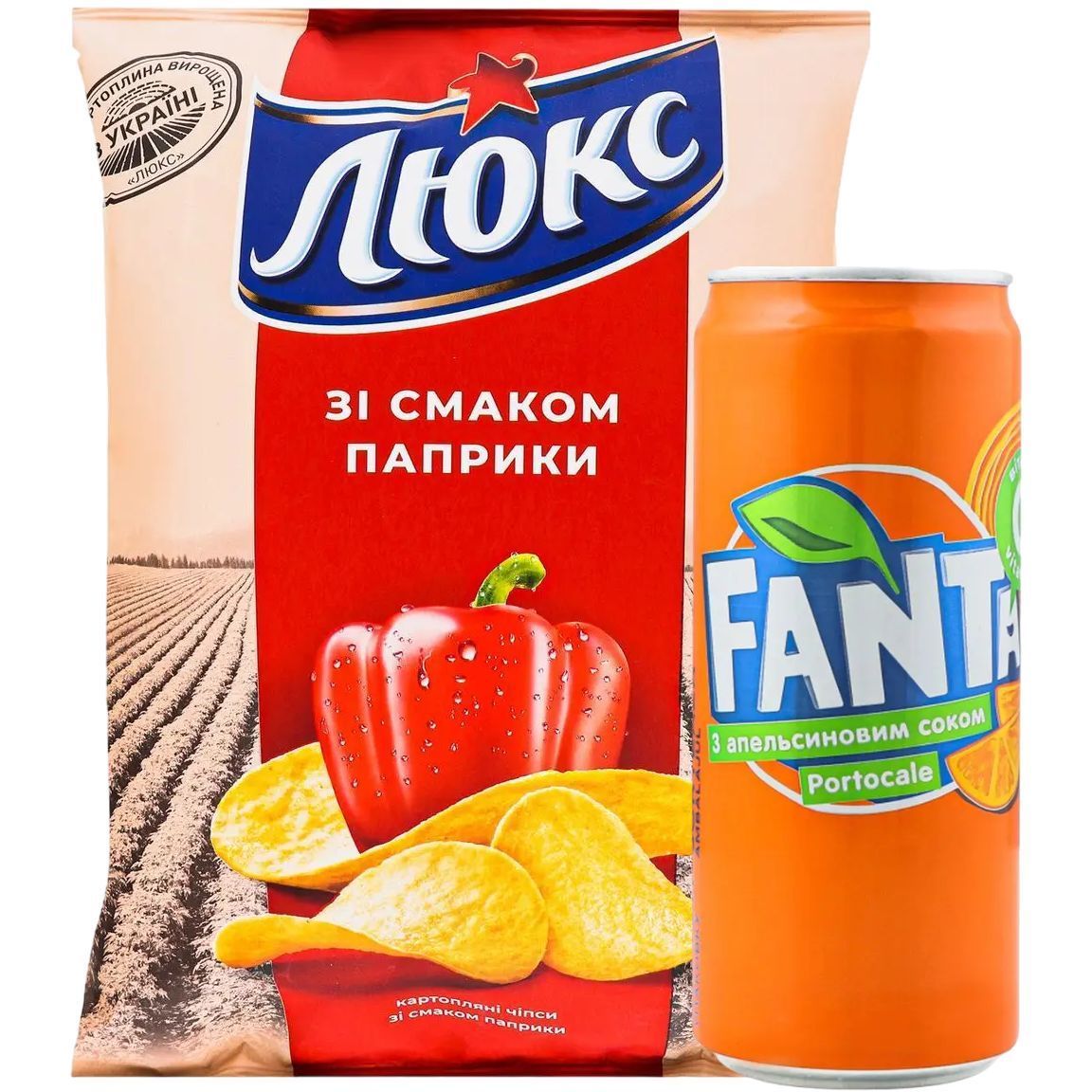 Набор: чипсы Люкс со вкусом паприки 133 г + напиток Fanta Orange 330 мл - фото 1