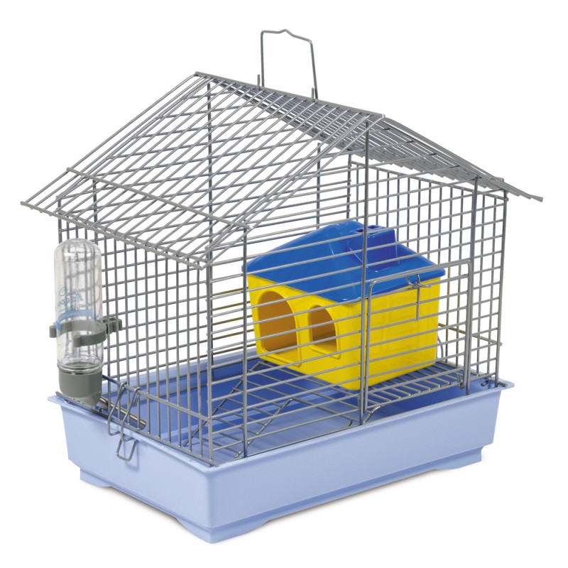 Клітка для гризунів Природа Джунгарик з будиночком, сріблястий з блакитним, 30х20х24 см (PR241518) - фото 1