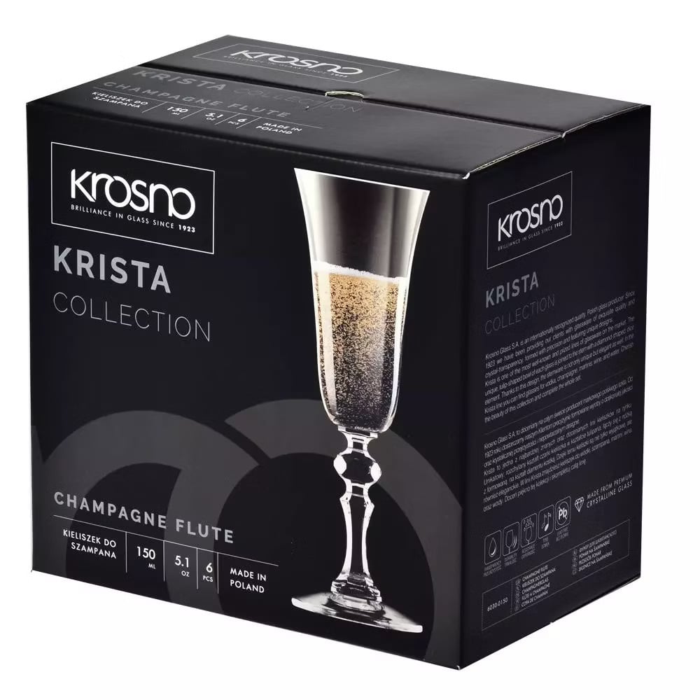 Набор бокалов для шампанского Krosno Krista, стекло, 150 мл, 6 шт. (788029) - фото 3