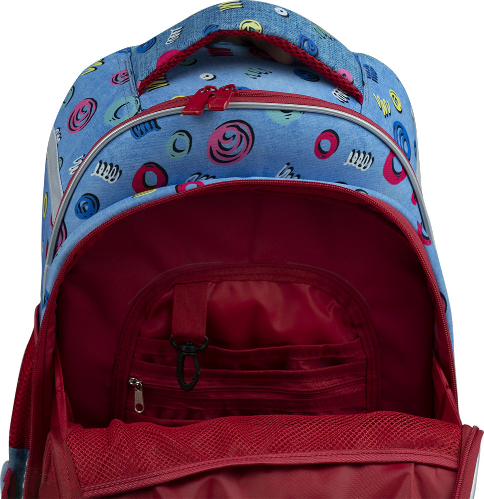 Рюкзак школьный ортопедический Head 4 HD-404, 39х29 см, голубой с красным (501020004) - фото 3