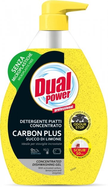 Гель для миття посуду концентрований Dual Power Carbon Plus Lemon, 600 мл - фото 1