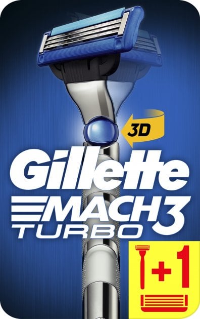 Бритва Gillette Mach3 Turbo 3D Motion з 2 змінними касетами - фото 1