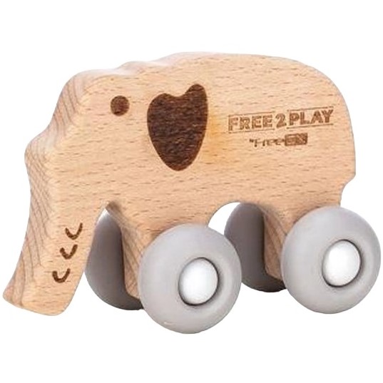 Дерев'яна іграшка FreeON слоник на силіконових колесах - фото 1