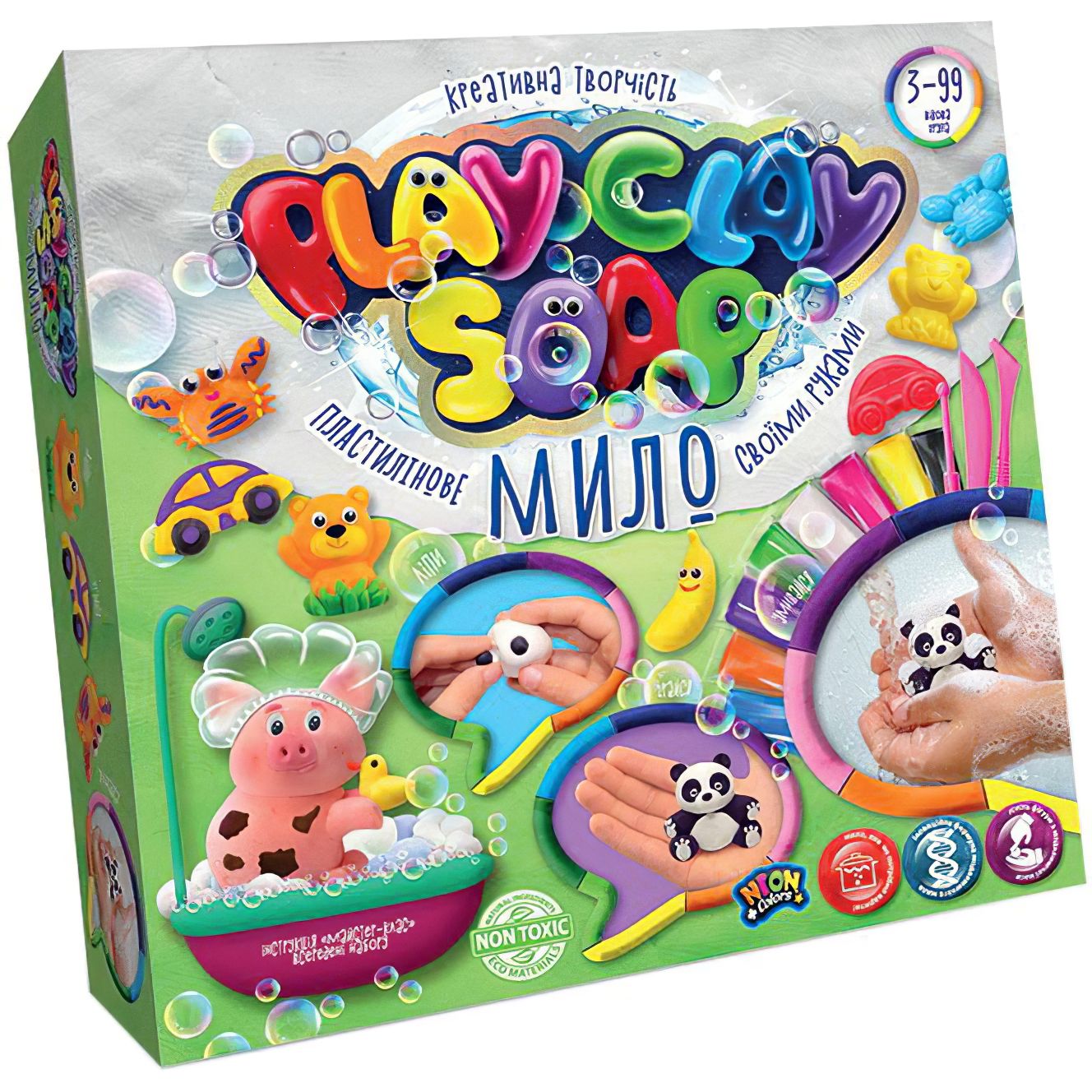 Набір креативної творчості Пластилінове мило Danko Toys Play Clay Soap Панда 8 кольорів PCS-01 - фото 1