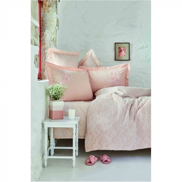 Постельное белье Karaca Home Miracle blush, жаккардовое пике, евро, розовый (svt-2000022279314) - фото 3