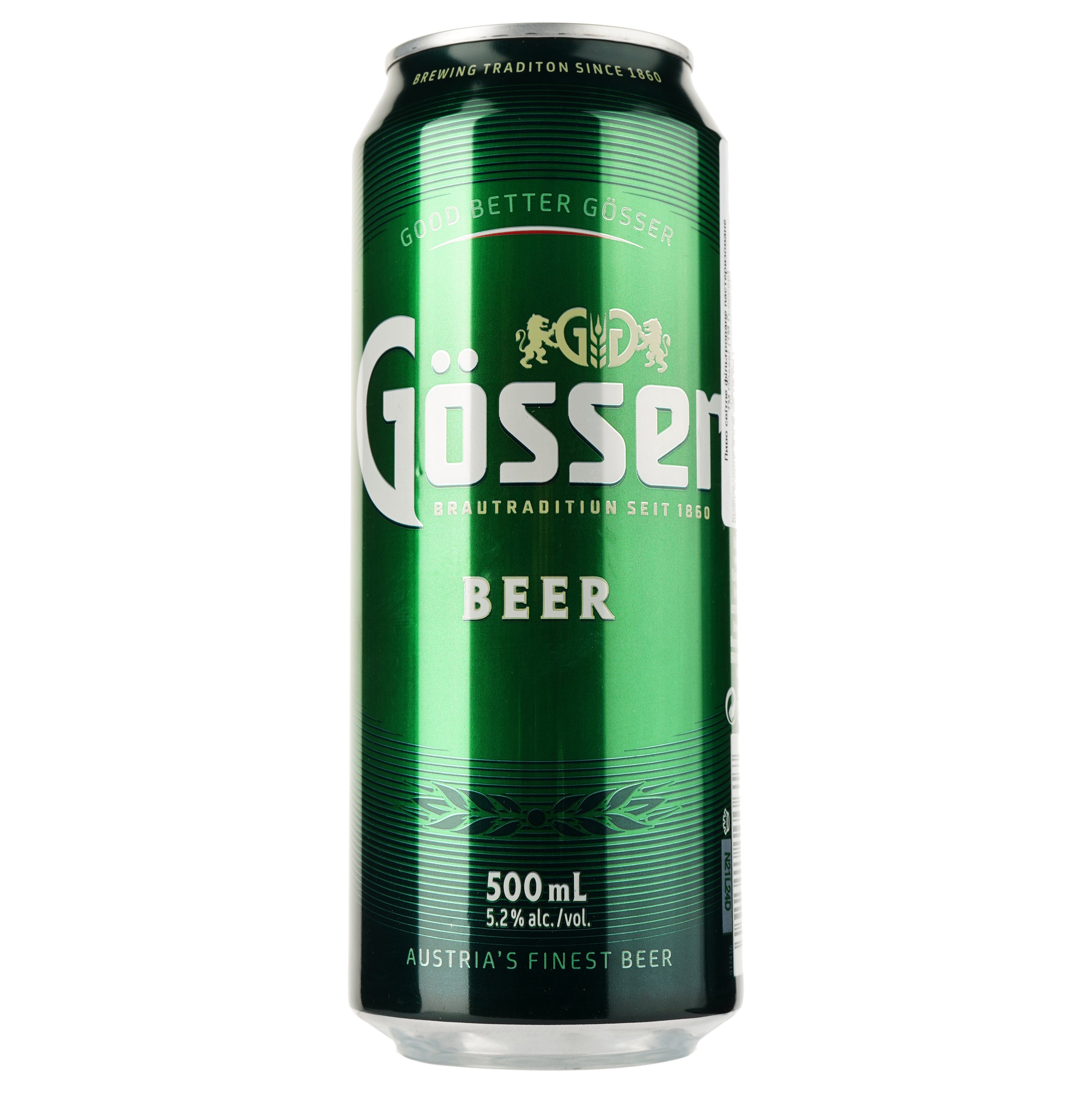 Пиво Gosser, светлое, фильтрованное, 5,2%, ж/б, 0,5 л (46523) - фото 1