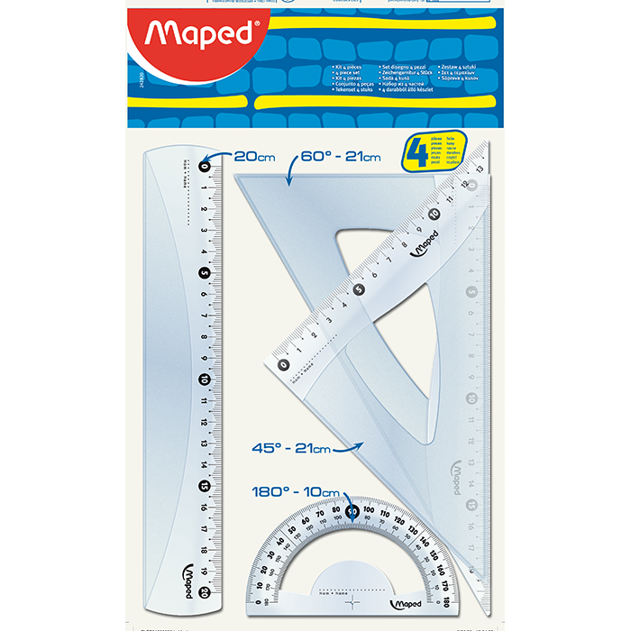 Набор пластиковых линеек Maped Essentials Medium, 20 см, прозрачный, 4 шт. (MP.242820) - фото 1