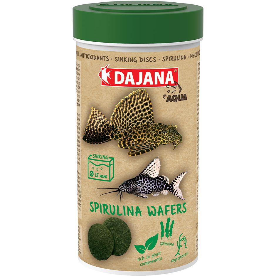 Корм Dajana Spirulina Wafers для донных травоядных рыб в чипсах 100 г - фото 1