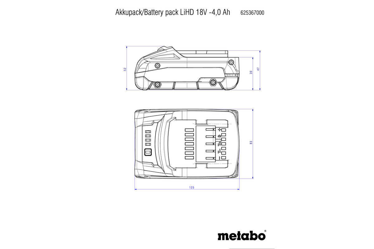 Аккумулятор Metabo LiHD 18В 4А/час (625367000) - фото 2