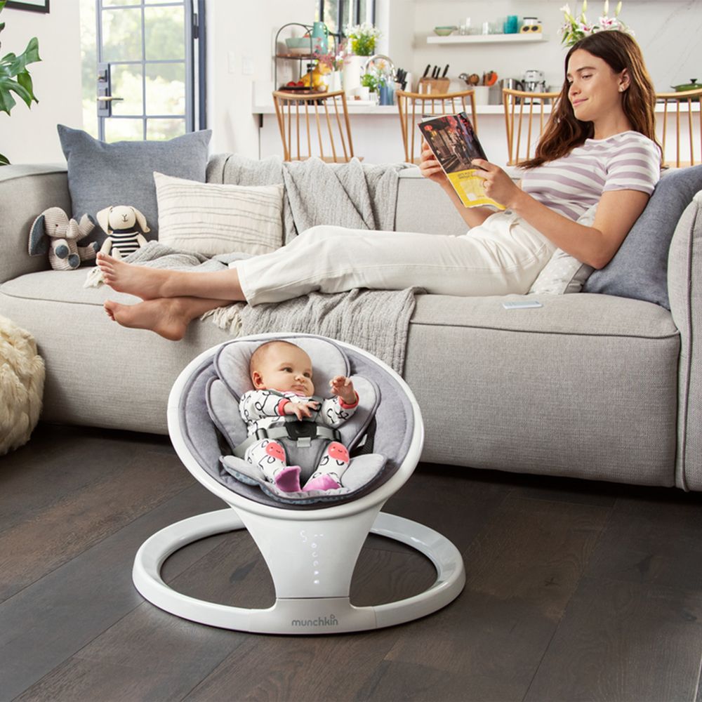 Заколисуючий центр Munchkin Baby Swing з функцією Bluetooth сірий (9029001) - фото 7