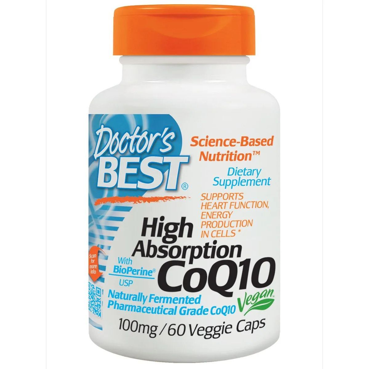 Коэнзим Q10 с Биоперином Doctor's Best High Absorption CoQ10 with BioPerine 100 мг 60 желатиновых капсул - фото 1