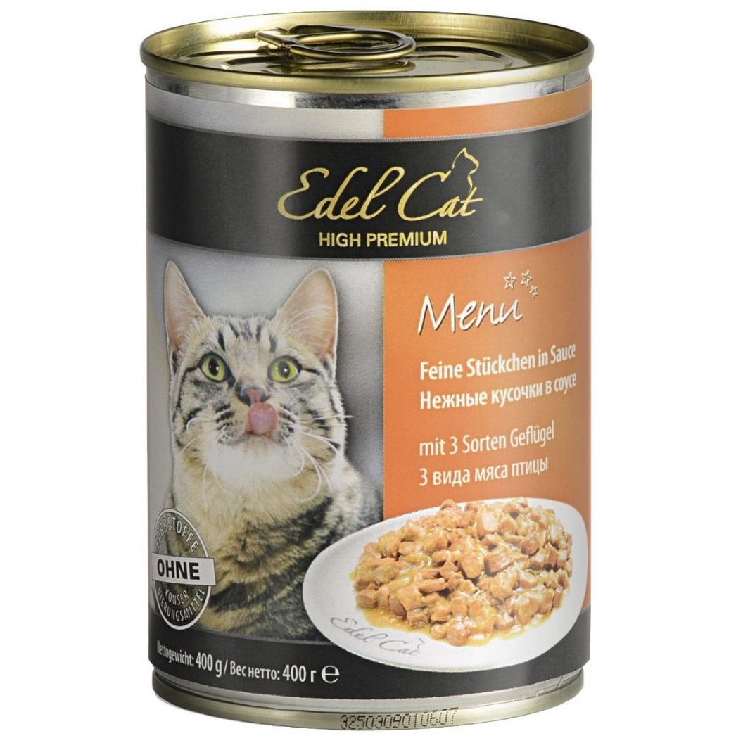 Влажный корм для кошек Edel Cat, три вида мяса птицы в соусе, 400 г (1000319/173046) - фото 1