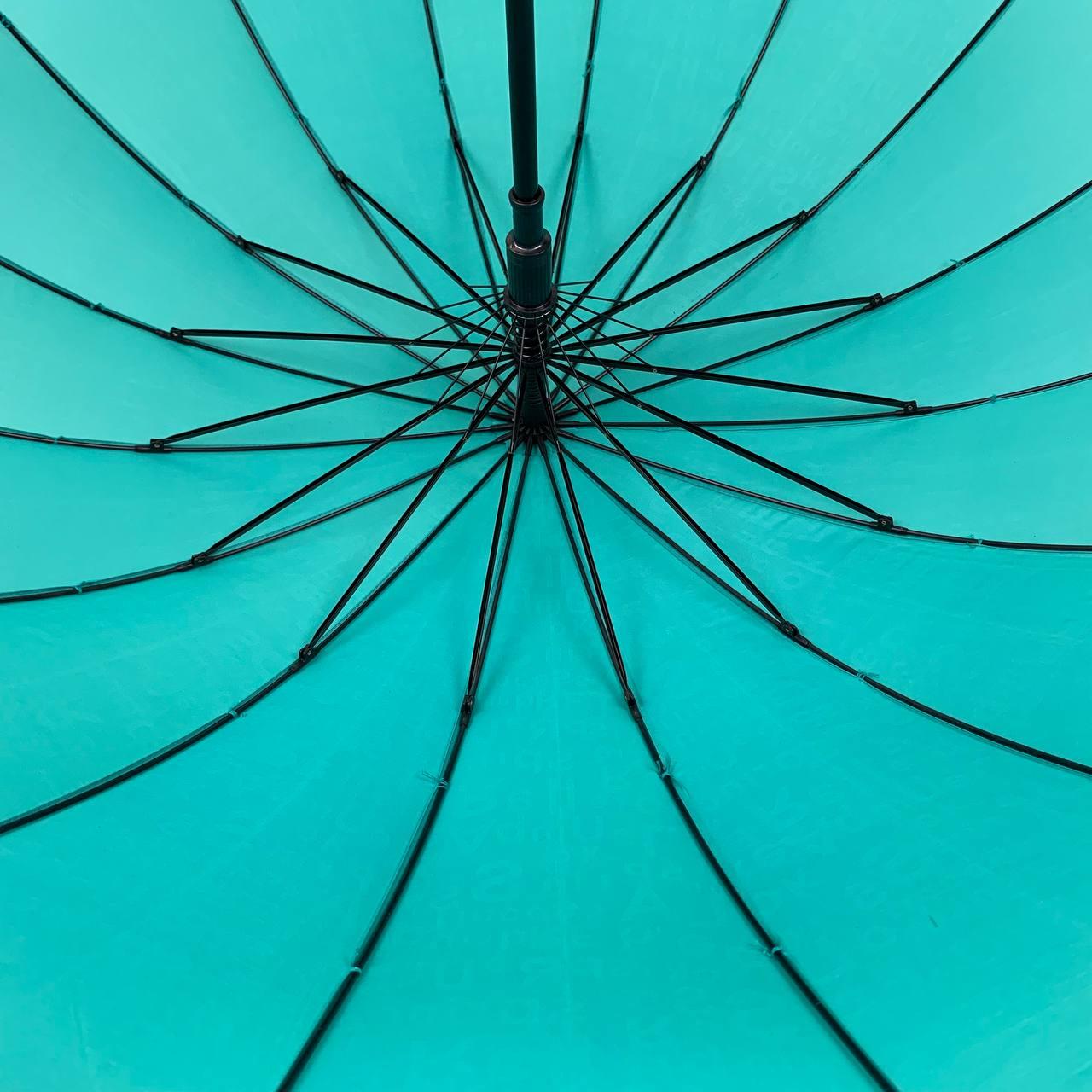 Жіноча парасолька-палиця напівавтомат Toprain 100 см бірюзова - фото 6