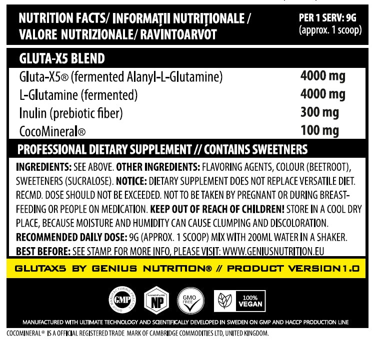 Амінокислота Genius Nutrition Gluta-X5 Полуниця 405 г - фото 2