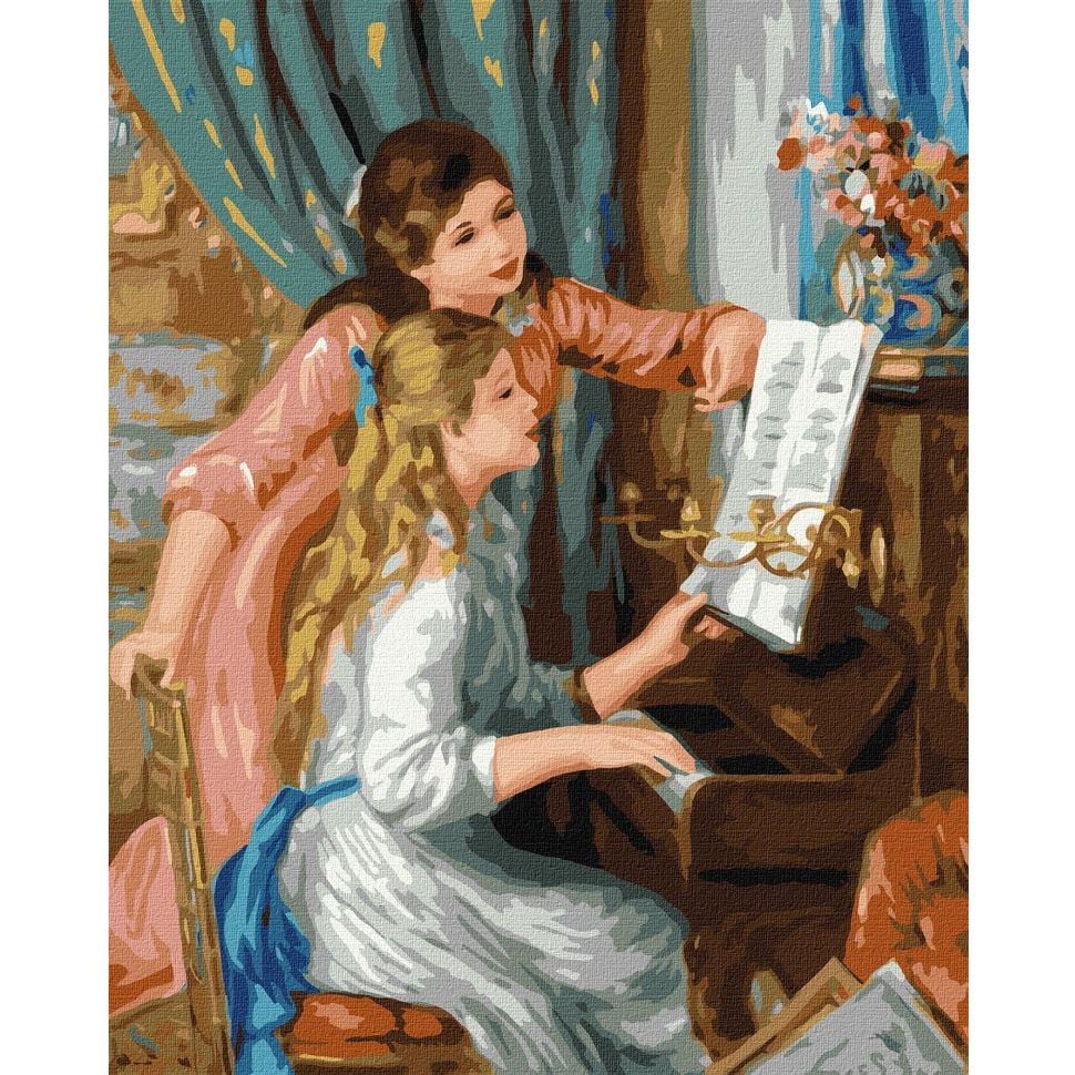 Картина по номерам Ideyka Две девушки за фортепиано ©Pierre-Auguste Renoir KHO2664 40х50 см - фото 1