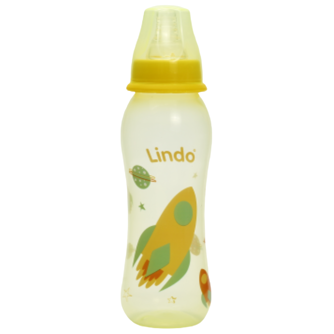 Бутылочка для кормления Lindo, изогнутая, 250 мл, желтый (Li 134 жовт) - фото 1