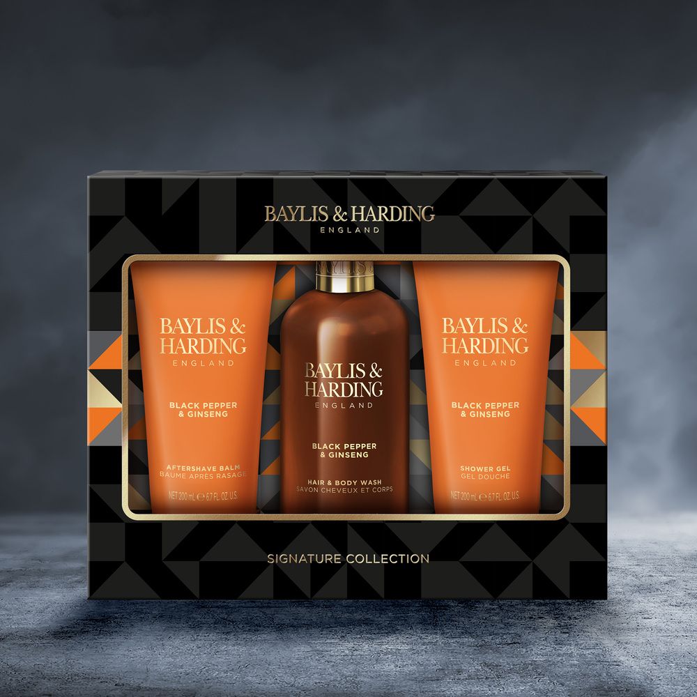 Набір Baylis & Harding Black Pepper & Ginseng: Шампунь-гель для душу 300 мл + Бальзам після гоління 200 мл + Гель для душу 200 мл - фото 3