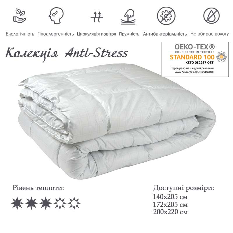 Одеяло Руно Anti-stress силиконовое 140х205 см белое (321Anti-stress) - фото 4