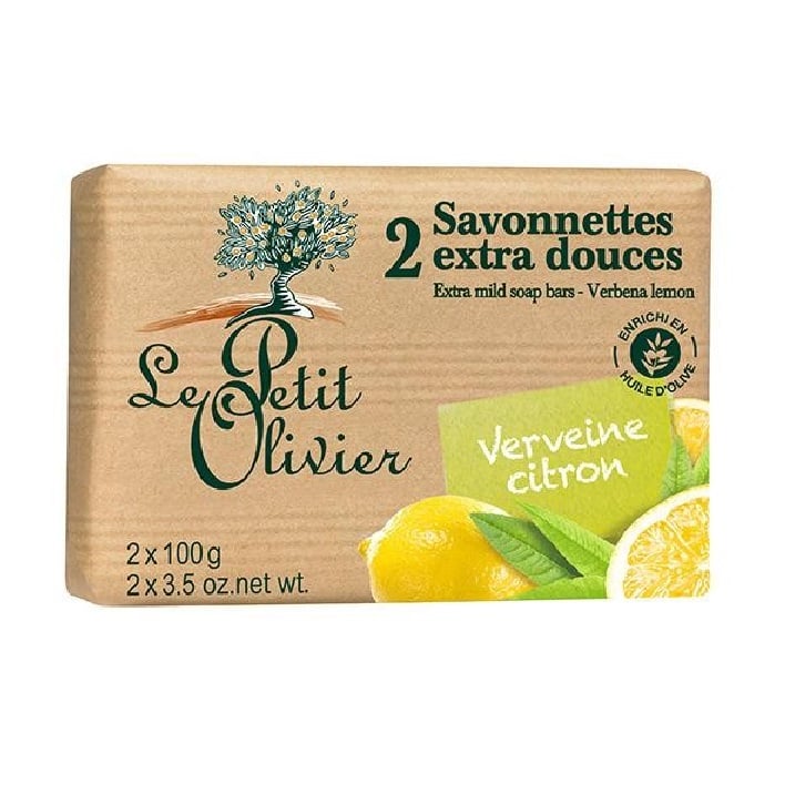 Мыло экстранежное Le Petit Olivier 100% vegetal oils soap, вербена, лимон, 2х100 г (3549620005028) - фото 1