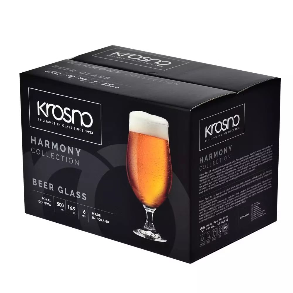 Набор бокалов для пива Krosno Harmony, стекло, 500 мл, 6 шт. (791074) - фото 3