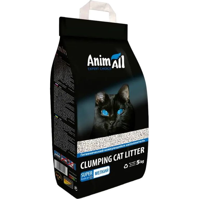 Бентонітовий наповнювач для котячого туалету AnimAll, дрібна фракція, 5 кг - фото 1
