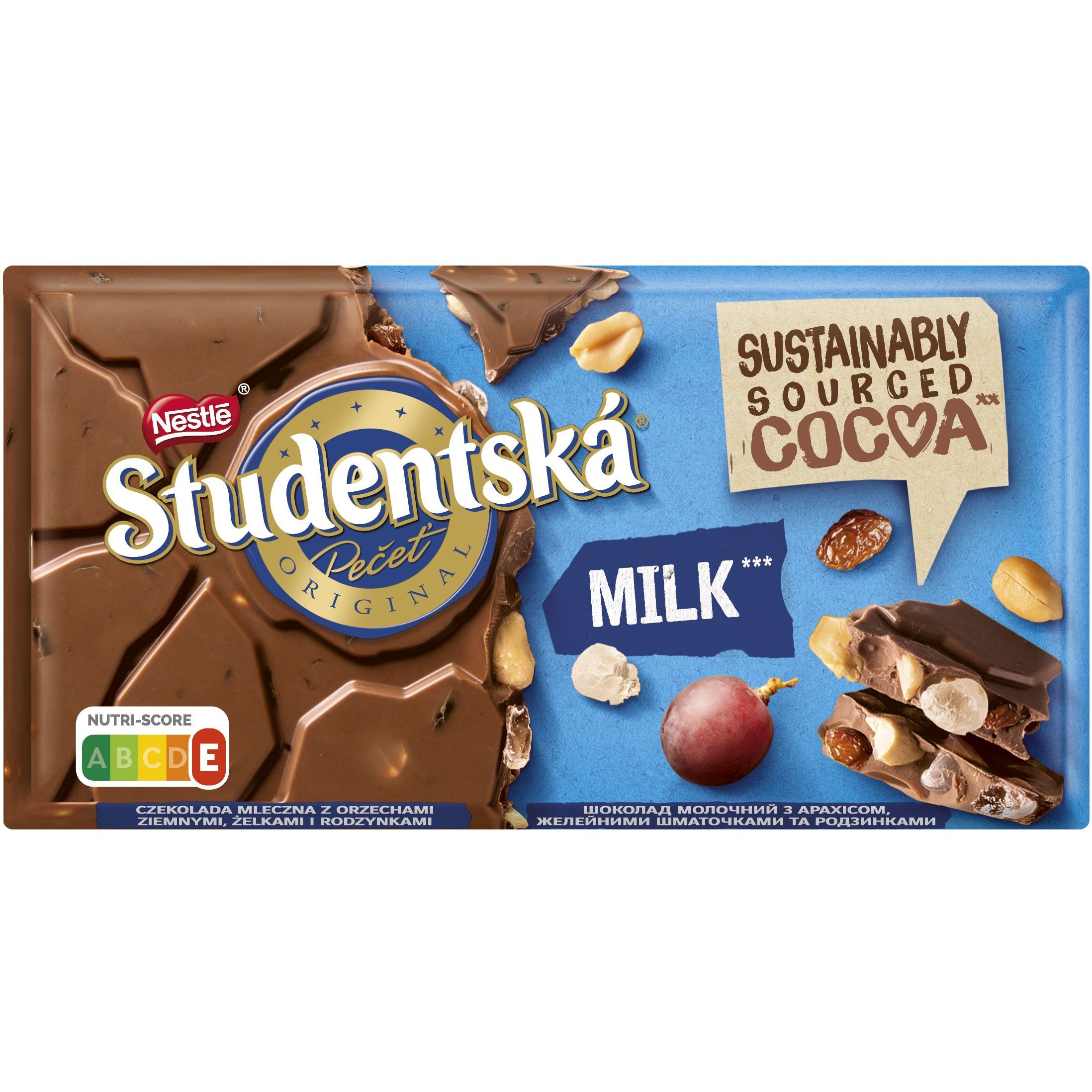 Шоколад молочний Orion Studentska з арахісом, желейними шматочками та родзинками 170 г - фото 1