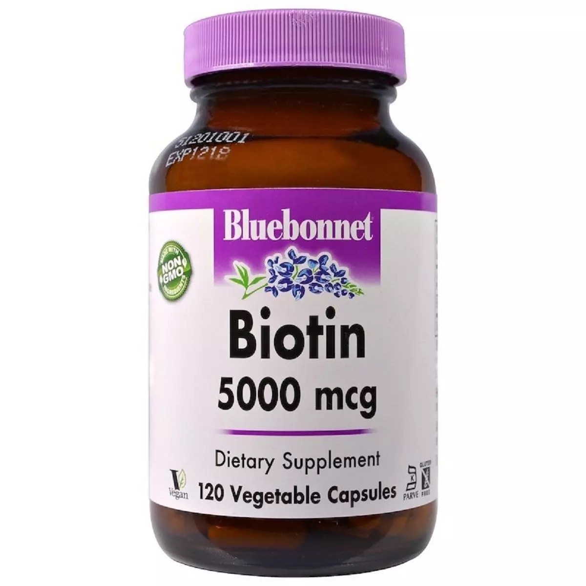 Вітамін B7 Bluebonnet Nutrition Biotin 5000 мкг 120 вегетаріанських капсул - фото 1