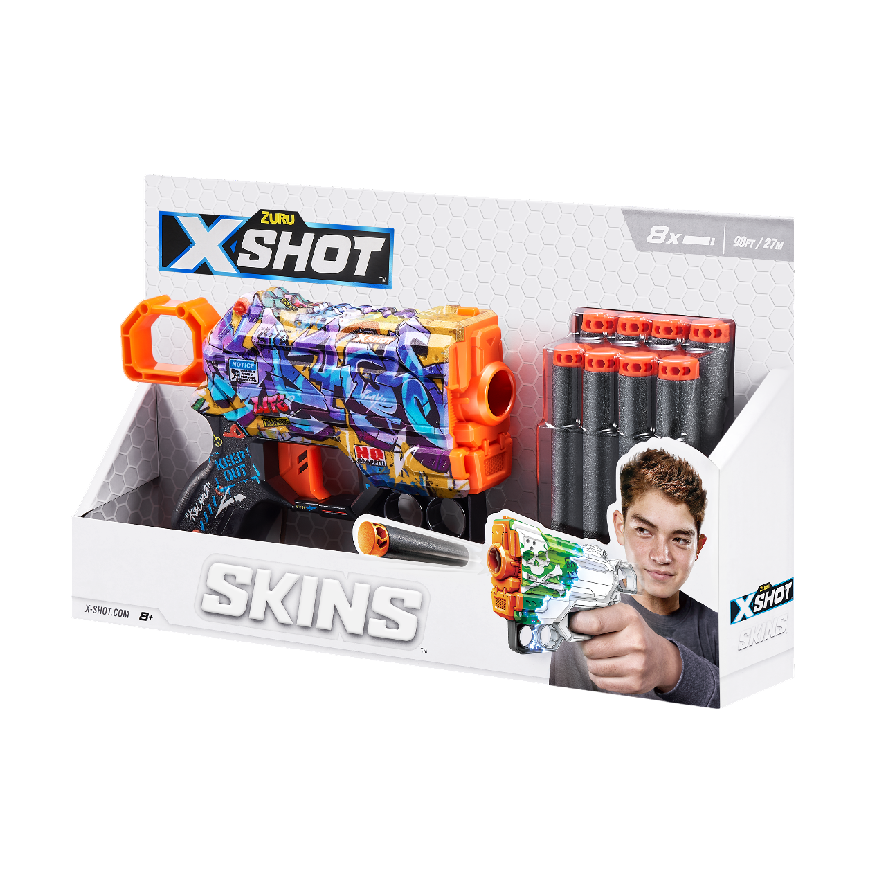 Швидкострільний бластер Zuru X-Shot Skins Menace Spray Tag, 8 патронів (36515D) - фото 2