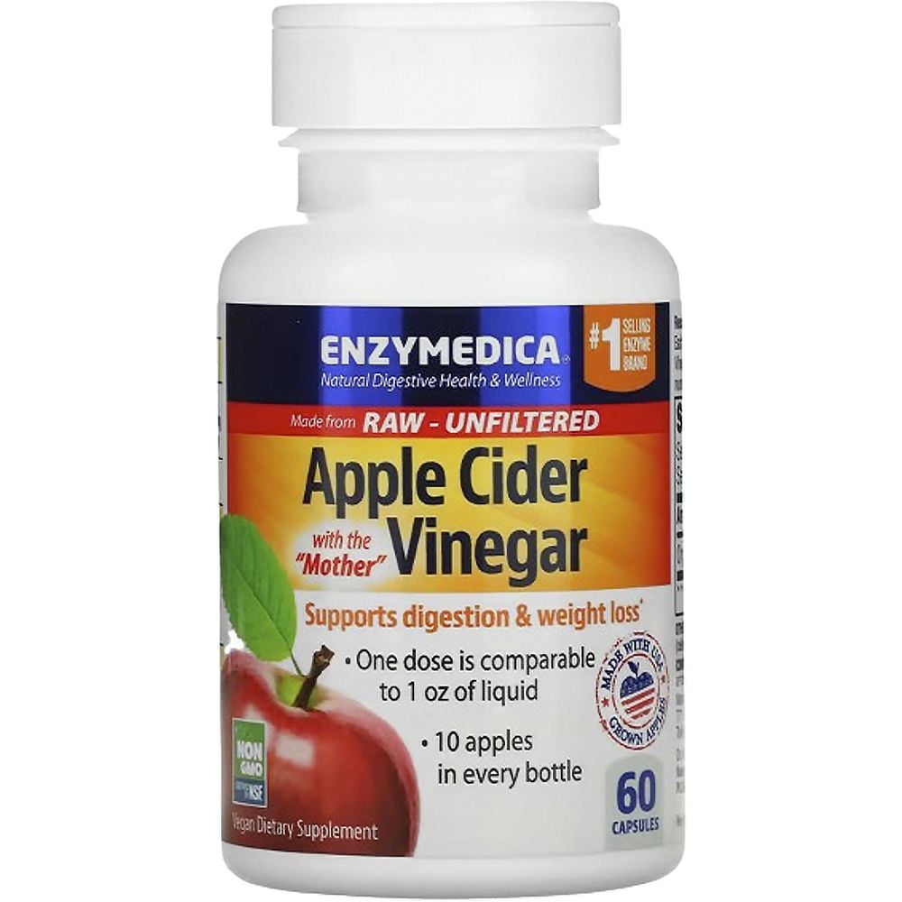 Яблочный уксус Enzymedica Apple cider vinegar 60 вегетарианских капсул - фото 4