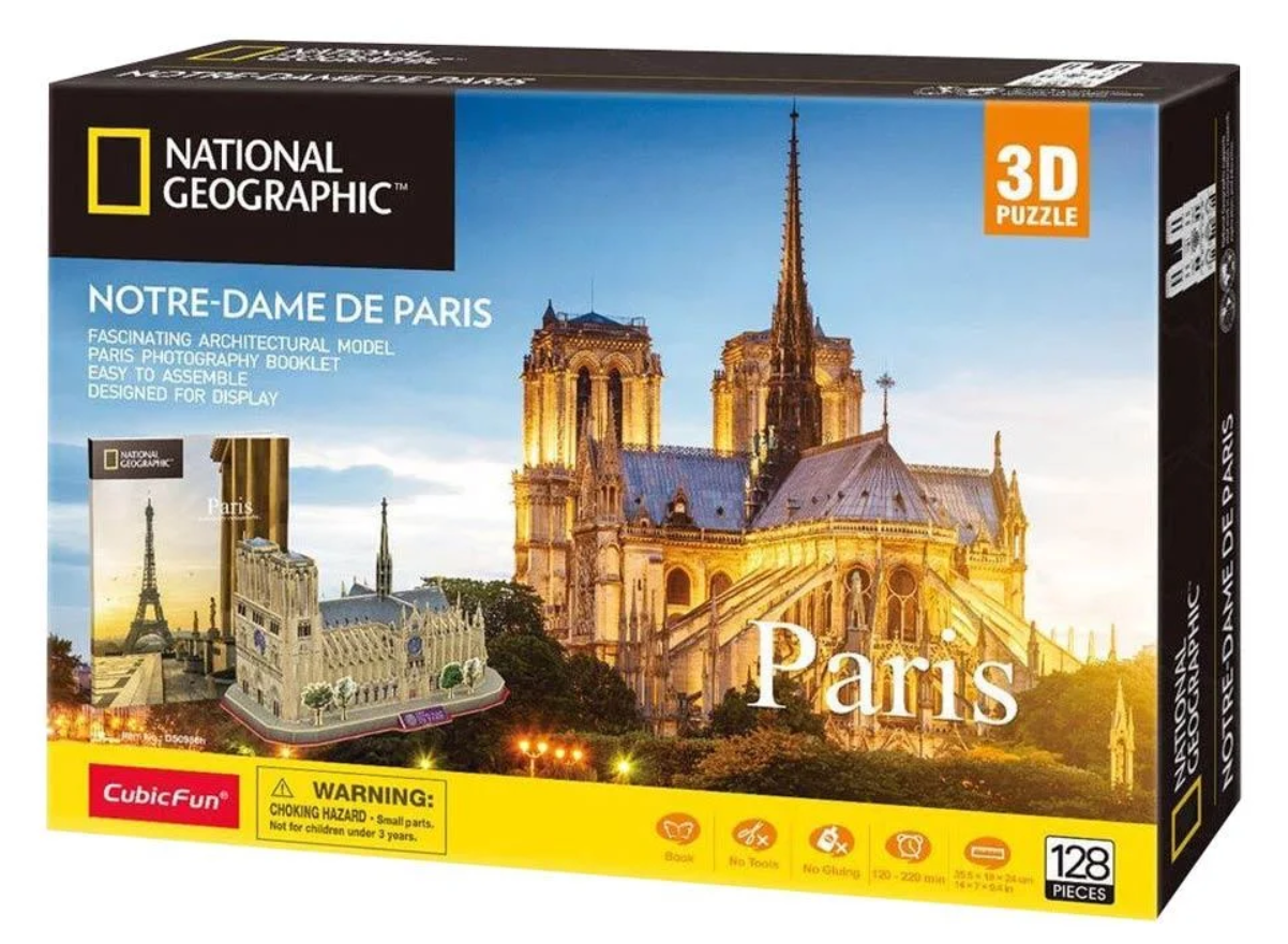 3D Пазл CubicFun National Geographic Нотр-Дам-де-Парі, 128 елементів (DS0986h) - фото 1
