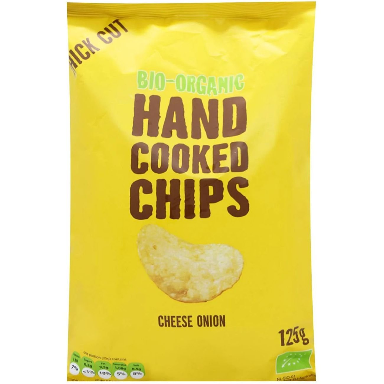 Чипси Trafo Bio Organic Handcooked зі смаком сиру та цибулі 125 г - фото 1