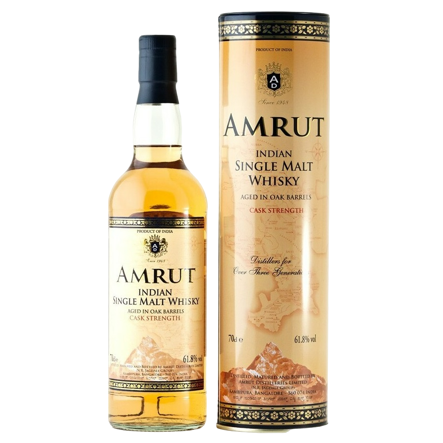 Віскі Amrut Cask Strength Single Malt Indian Whiskey, у тубусі, 61,8%, 0,7 л - фото 1