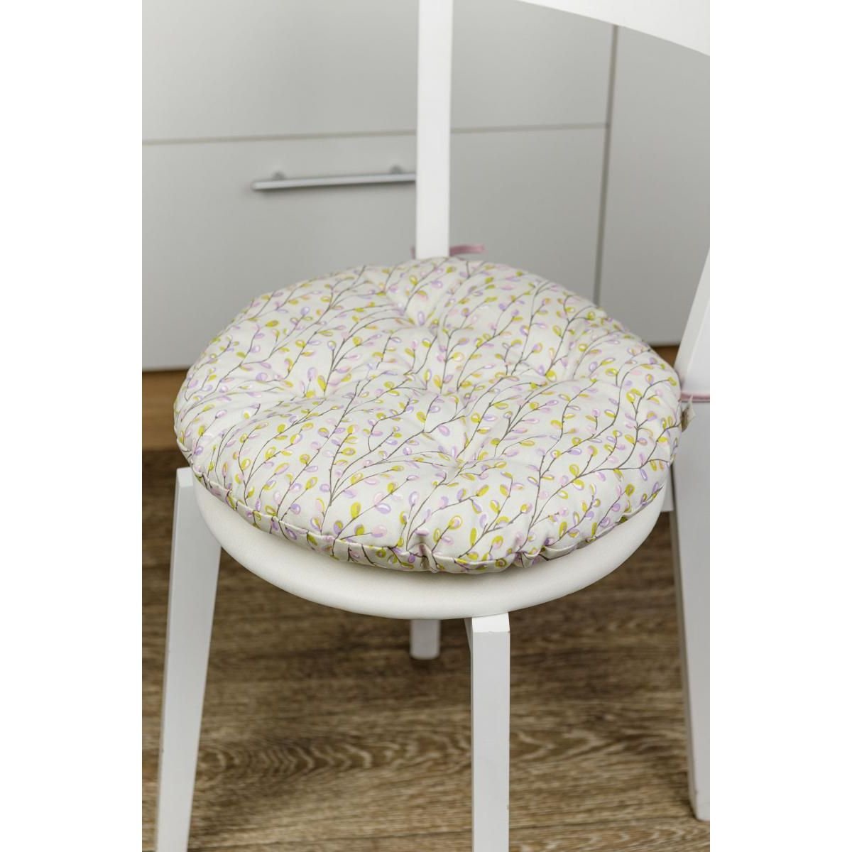 Подушка на стілець Прованс Гілочка, кругла, 40 см, бежева (30948) - фото 2