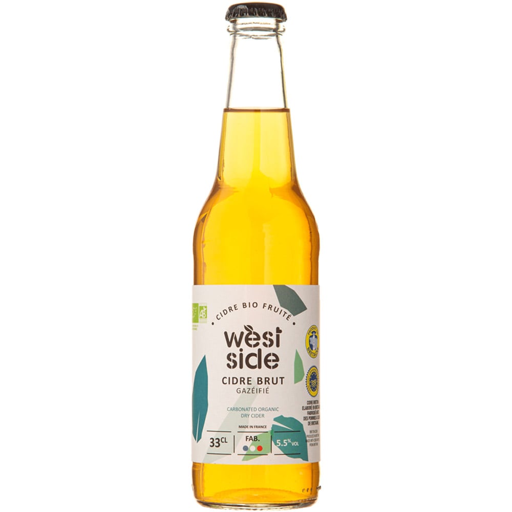 Сидр West Side Cidre Brut Bio AB IGP Bretagne, брют, 5,5%, 0,33 л - фото 1