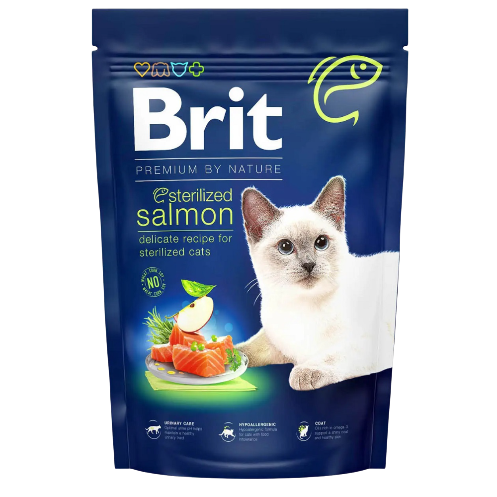 Сухий корм для стерилізованих котів Brit Premium by Nature Cat Sterilized Salmon з лососем, 1,5 кг - фото 1