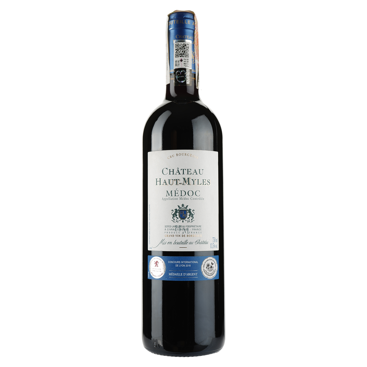 Вино Les Grands Chais de France Chateau Haut-Myles Medoc, червоне, сухе, 13,5%, 0,75 л - фото 1