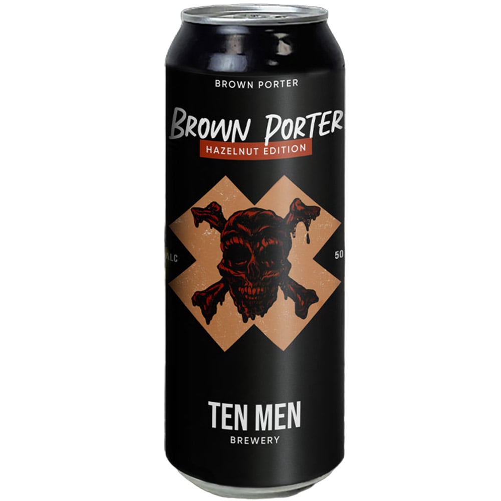 Пиво Ten Men Brewery Brown Porter Hazelnut Edition, полутемное, 5,7%, ж/б, 0,5 л - фото 1