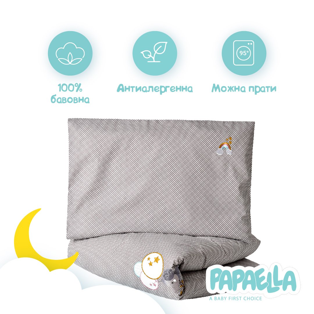 Комплект постільної білизни для немовлят в ліжечко Papaella Горошок, сірий, 135х100 см (8-33347) - фото 5