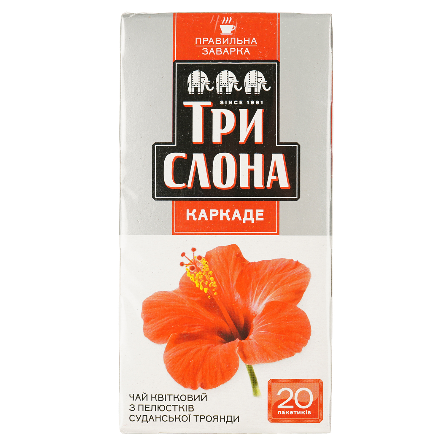 Чай цветочный Три слона Каркаде 30 г (20 шт. х 1.5 г) (735200) - фото 1