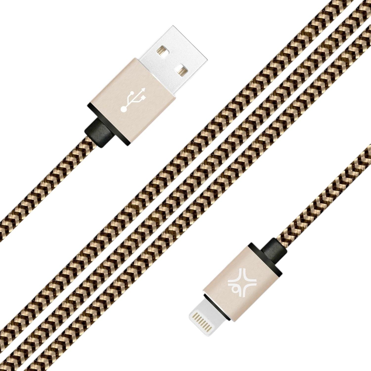 Кабель USB-A to Lightning XtremeMac Nylon Cable Gold 1.2 м - фото 2