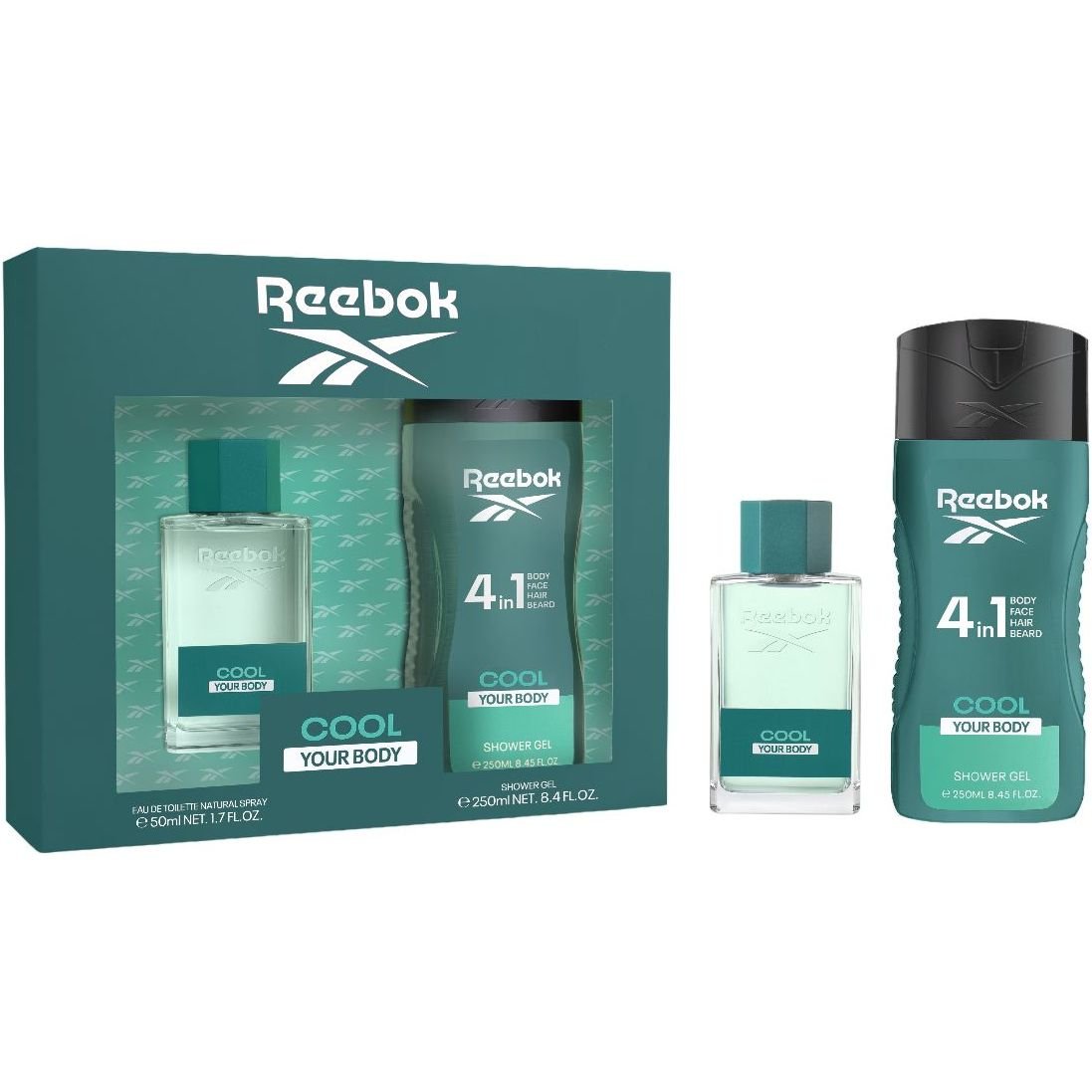 Подарочный набор для мужчин Reebok Cool your body: Туалетная вода 50 мл + Гель для душа 250 мл - фото 1